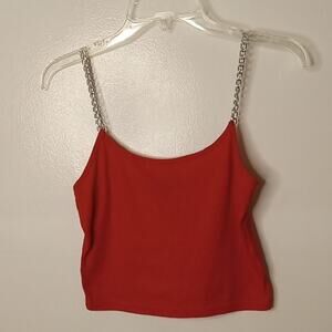 Faded Rose Womens Medium Red Chain Strap Cami Top. Atleisure Summer